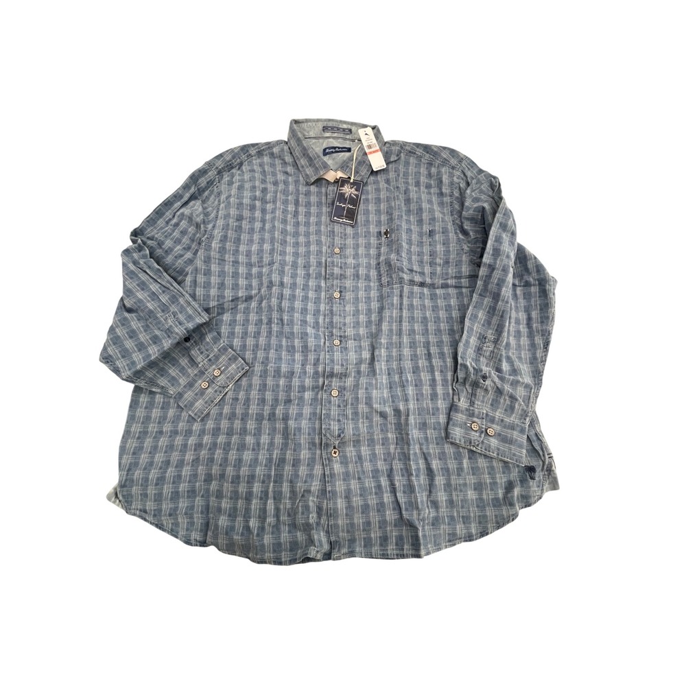 Tommy Bahama Indigo Palms Lopez Island Check Shirt Blue Plaid Mens 3XL T722716